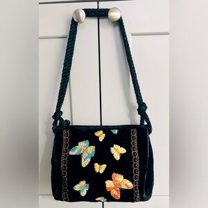 Vintage Lesco Lona velvet w embroidered butterfly Handbag